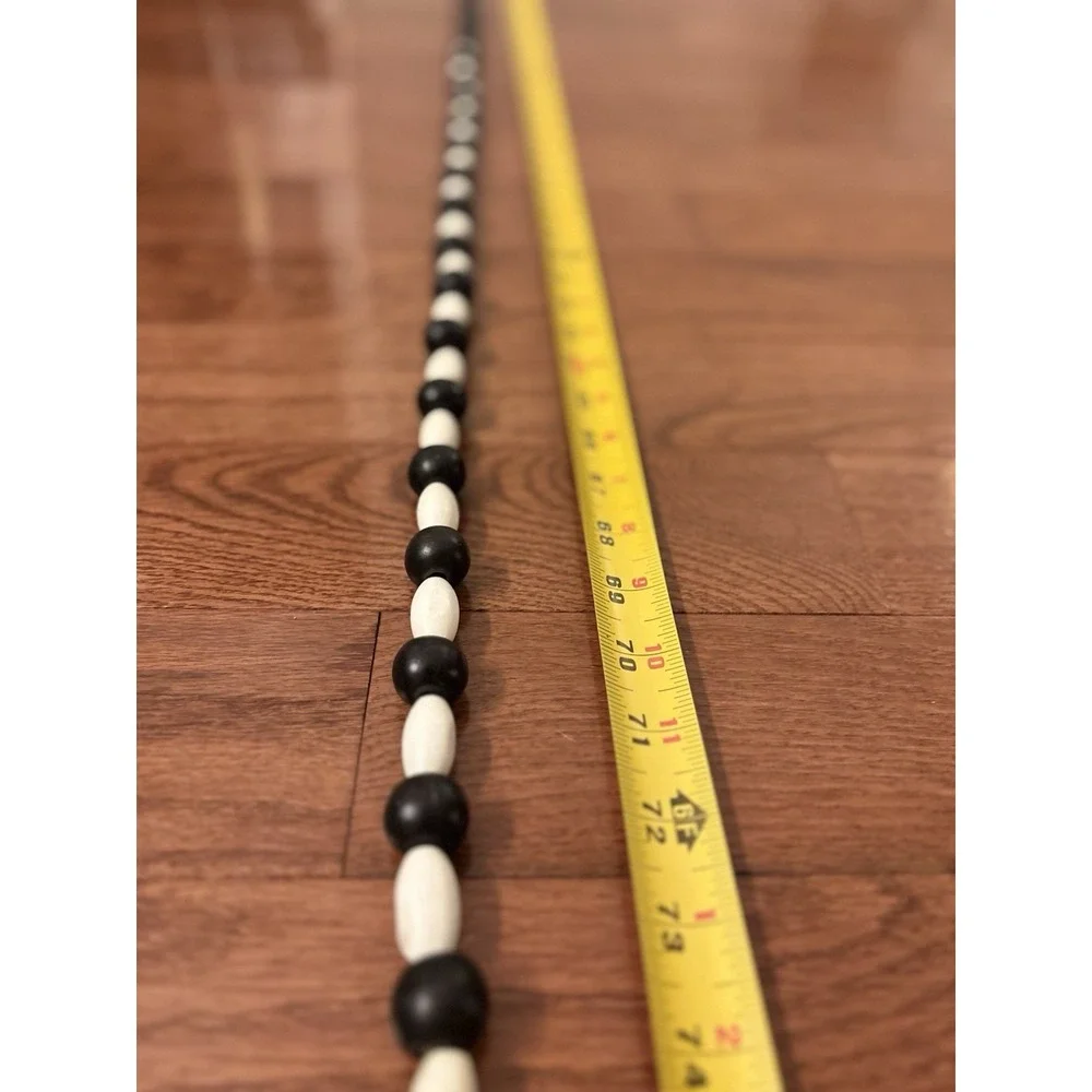 Black‎ and White Wooden Beaded Garland Sting Loops On End Easy Hang Home Decor